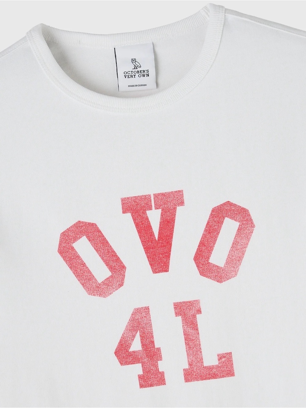 OVO drake heavyweight tee in white and red
